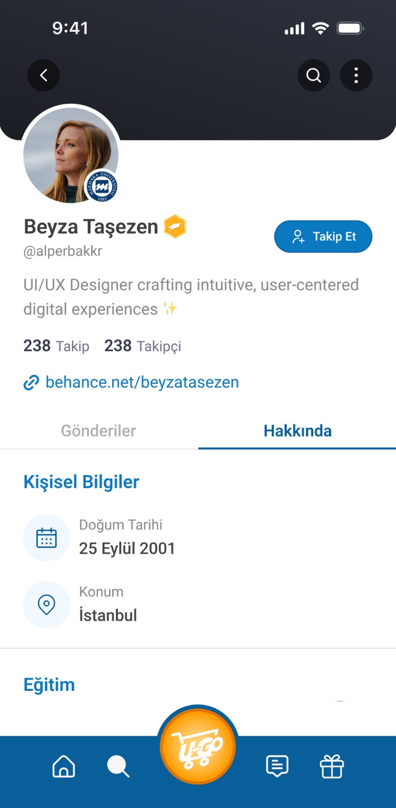 U-GO sosyal medya profil ekranı